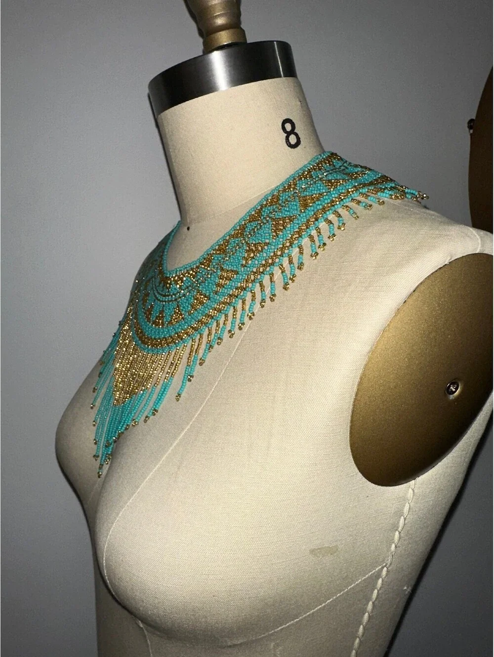 Egyptian Inspired Multicolor Beaded Statement Collar Ncklace